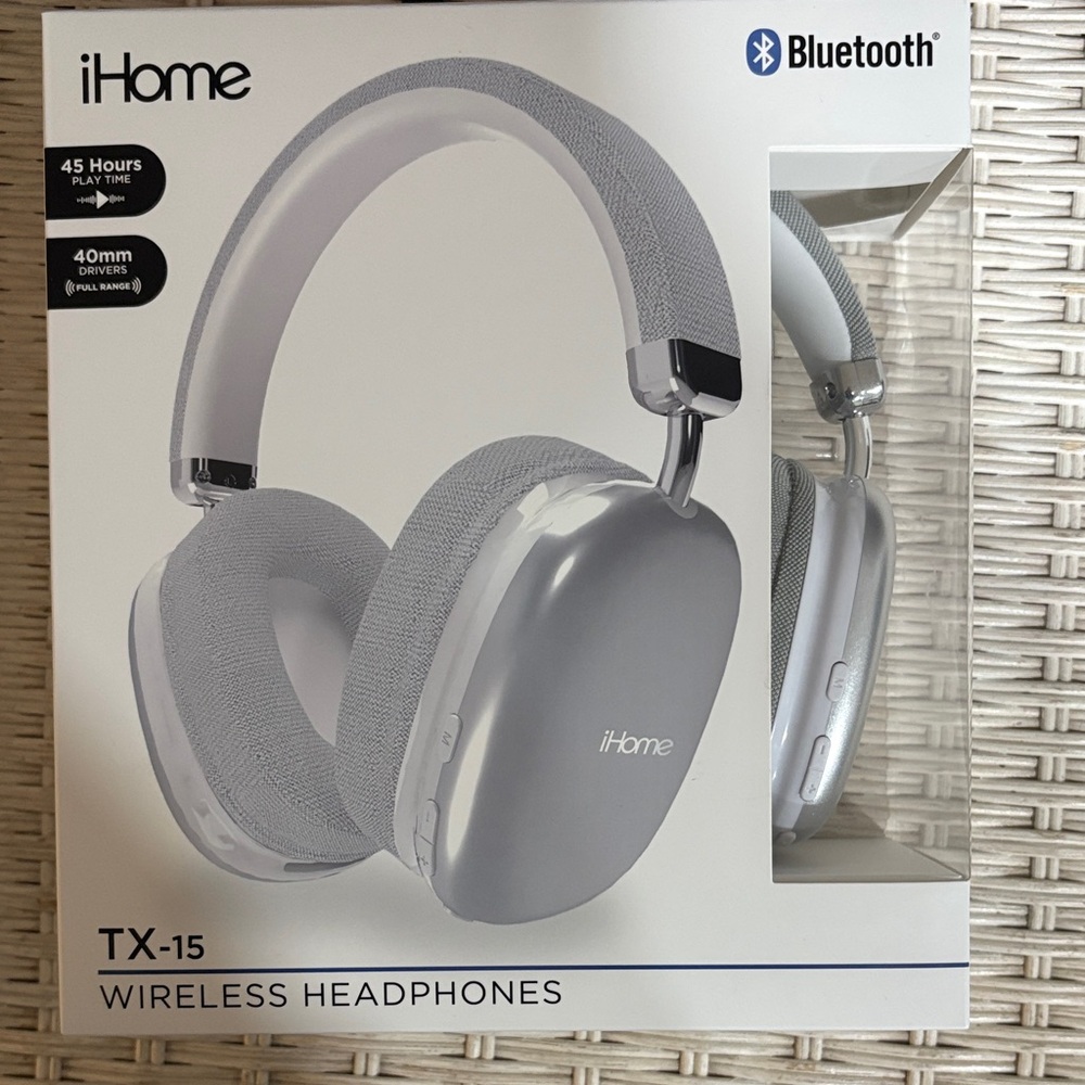 iHome TX-15 Wireless Headphones - Silver and White